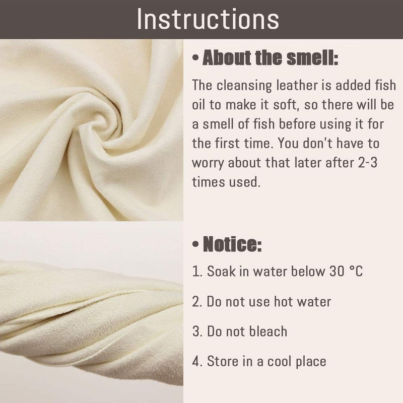 Airlab Chamois Cloth for Car - 35'' x 23.6'' (5.7 sq ft) - Extra Large Drying Natural Shammy Towel Real Leather Washing Cloth Cleaning Car Wipes - Image 3